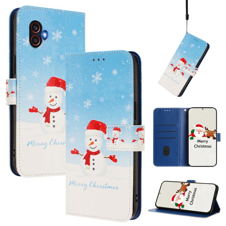 Christmas Series Buckle Leather Phone Case with Hand Strap