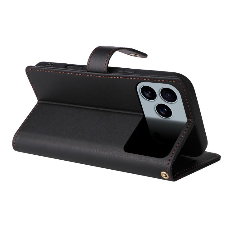 Six Card Slots Buckle Leather Phone Case with Lanyard