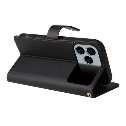 Six Card Slots Buckle Leather Phone Case with Lanyard