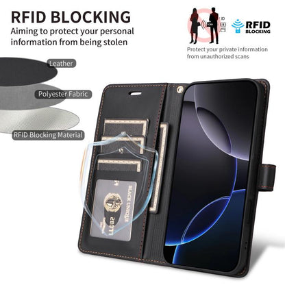 Six Card Slots Buckle Leather Phone Case with Lanyard