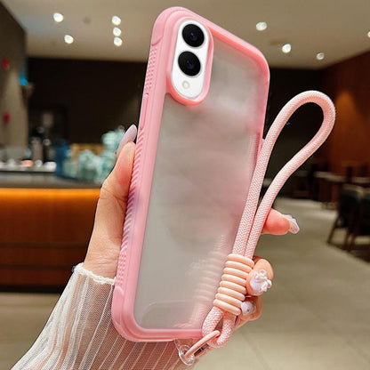 Solid Color Edge Transparency Acrylic TPU Phone Case with Wrist Strap