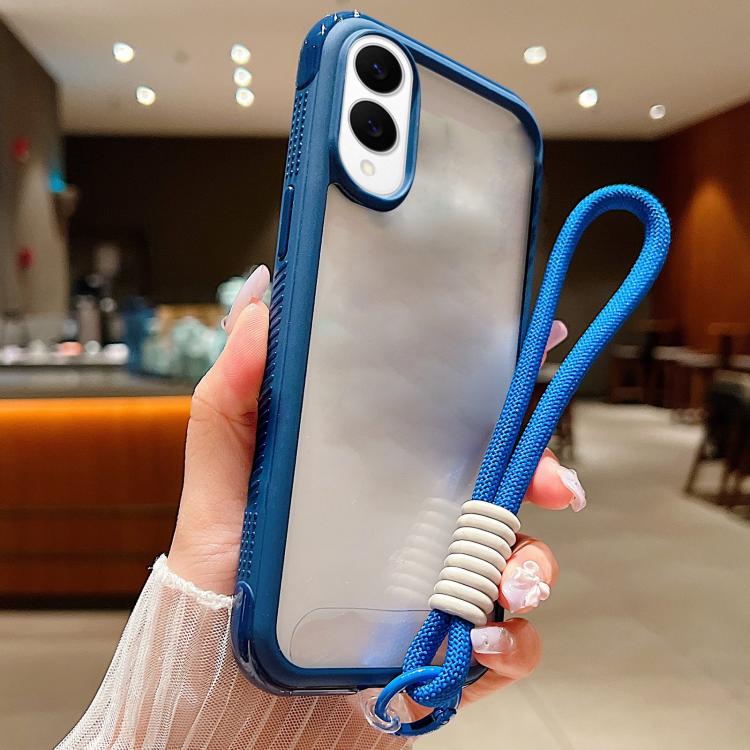 Solid Color Edge Transparency Acrylic TPU Phone Case with Wrist Strap