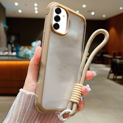 Solid Color Edge Transparency Acrylic TPU Phone Case with Wrist Strap