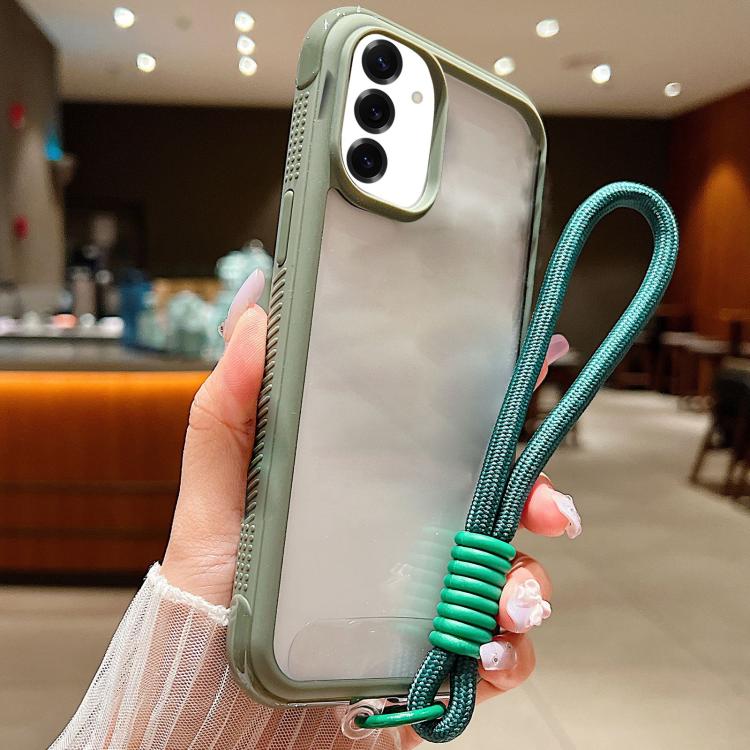 Solid Color Edge Transparency Acrylic TPU Phone Case with Wrist Strap
