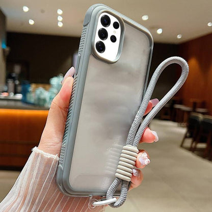 Solid Color Edge Transparency Acrylic TPU Phone Case with Wrist Strap