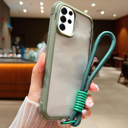 Solid Color Edge Transparency Acrylic TPU Phone Case with Wrist Strap