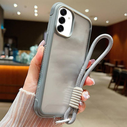 Solid Color Edge Transparency Acrylic TPU Phone Case with Wrist Strap