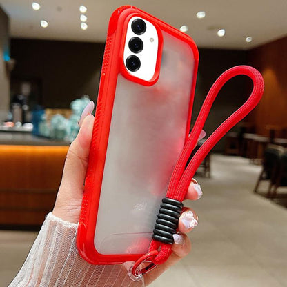 Solid Color Edge Transparency Acrylic TPU Phone Case with Wrist Strap