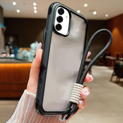 Solid Color Edge Transparency Acrylic TPU Phone Case with Wrist Strap