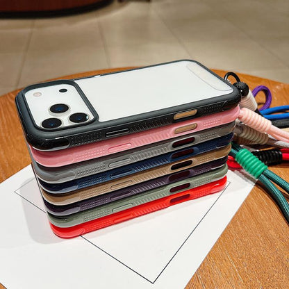 Solid Color Edge Transparency Acrylic TPU Phone Case with Wrist Strap