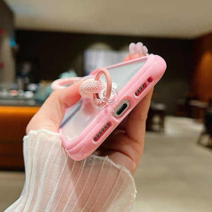 Solid Color Edge Transparency Acrylic TPU Phone Case with Wrist Strap