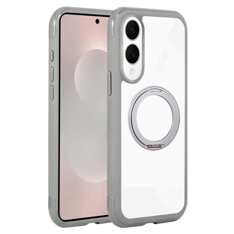 Solid Color Edge Transparency Rotation Holder MagSafe Phone Case