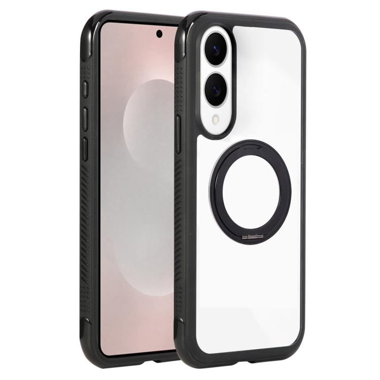 Solid Color Edge Transparency Rotation Holder MagSafe Phone Case