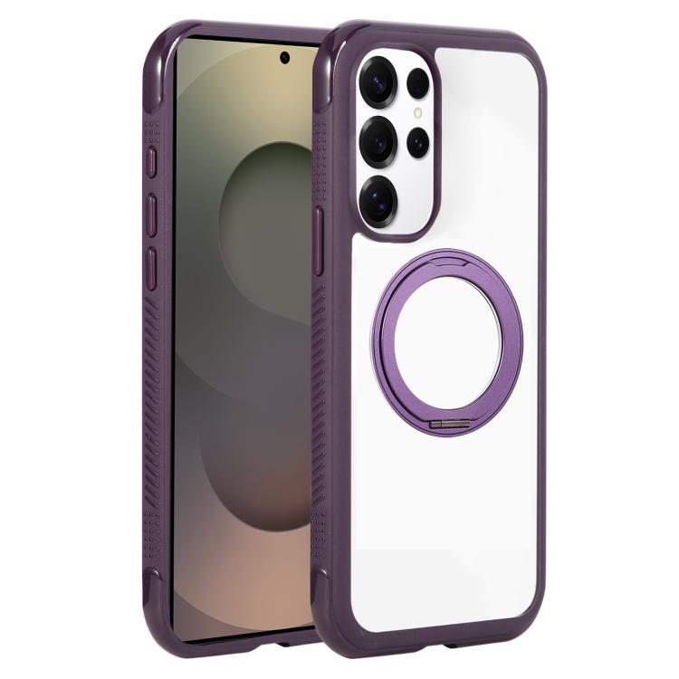 Solid Color Edge Transparency Rotation Holder MagSafe Phone Case