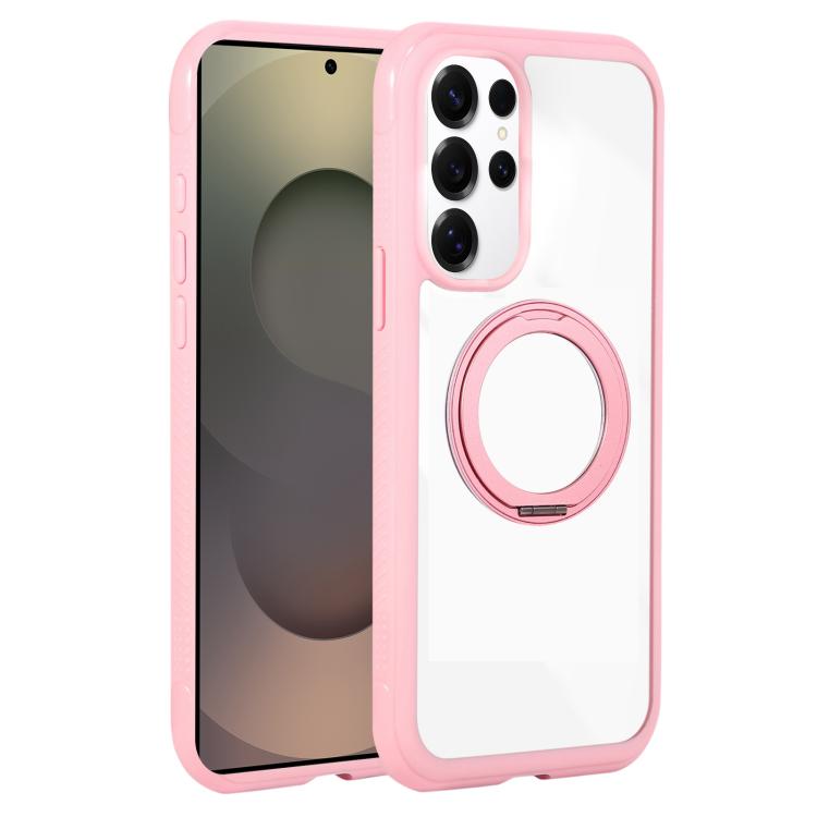 Solid Color Edge Transparency Rotation Holder MagSafe Phone Case