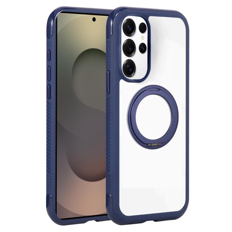 Solid Color Edge Transparency Rotation Holder MagSafe Phone Case