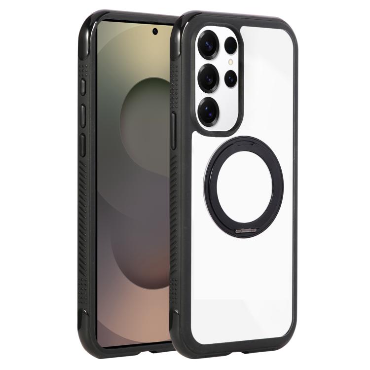 Solid Color Edge Transparency Rotation Holder MagSafe Phone Case