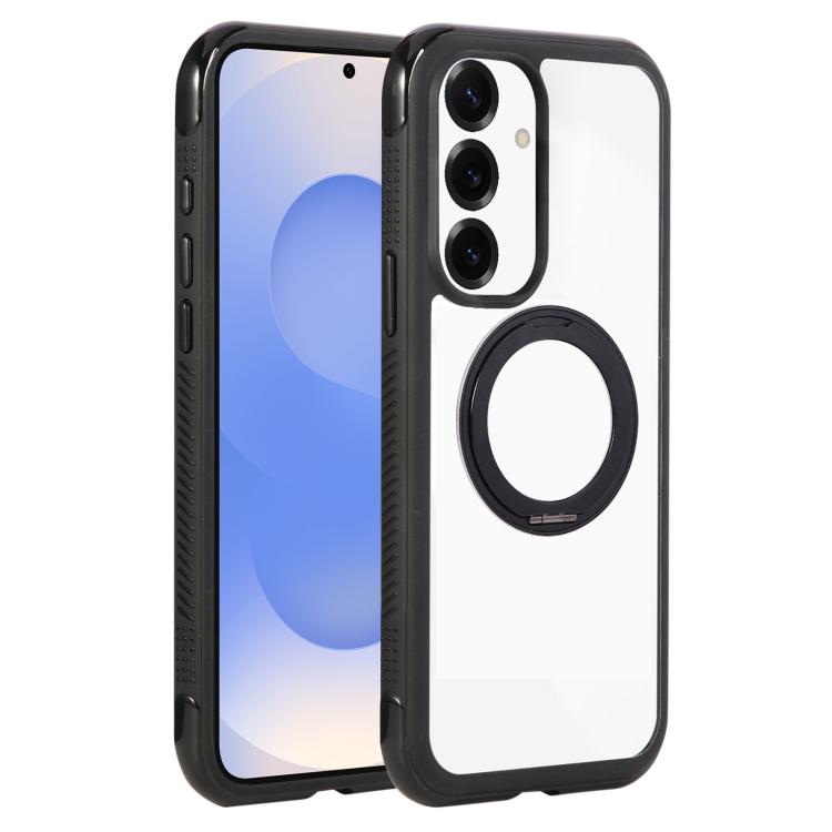 Solid Color Edge Transparency Rotation Holder MagSafe Phone Case