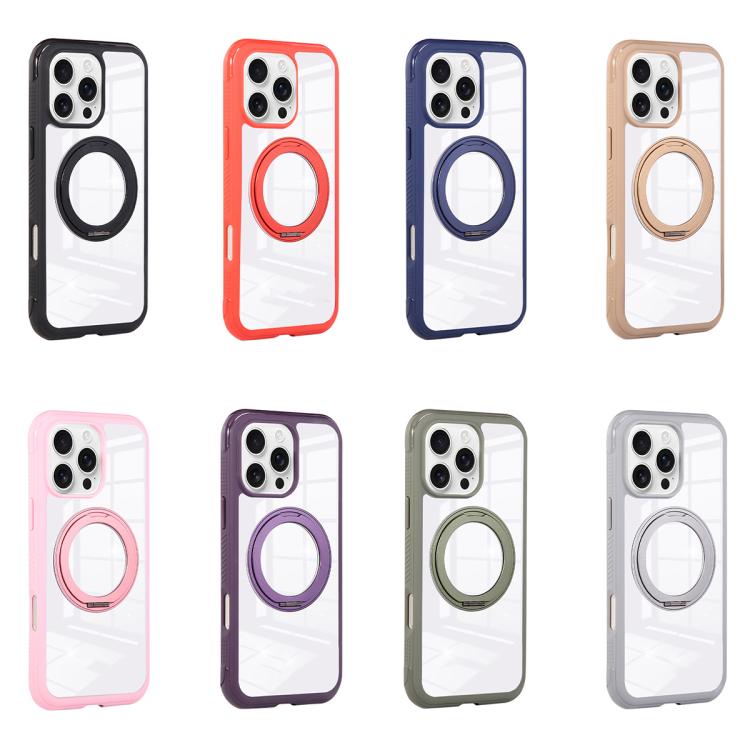 Solid Color Edge Transparency Rotation Holder MagSafe Phone Case