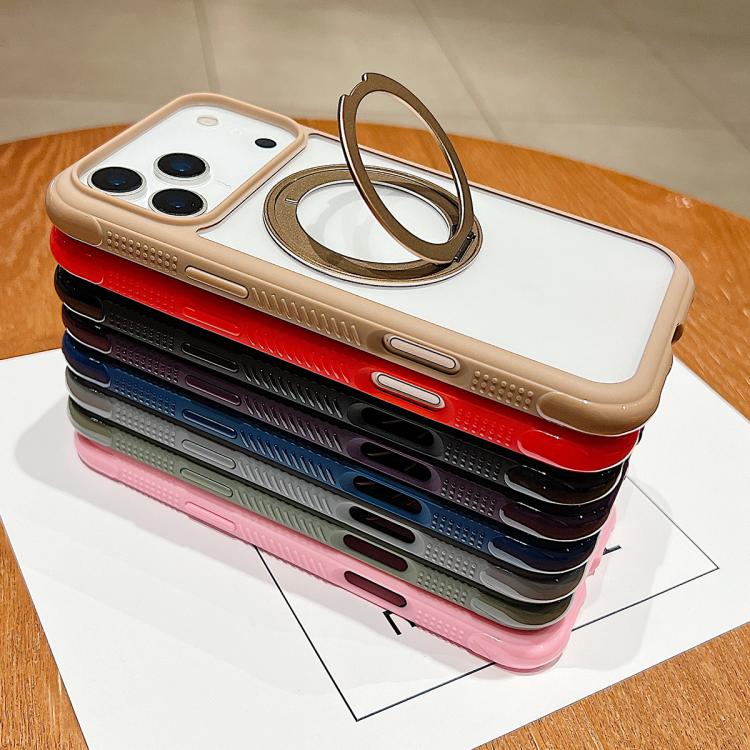 Solid Color Edge Transparency Rotation Holder MagSafe Phone Case