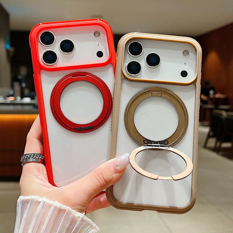 Solid Color Edge Transparency Rotation Holder MagSafe Phone Case