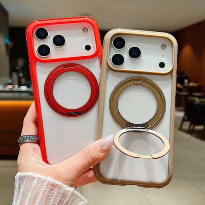 Solid Color Edge Transparency Rotation Holder MagSafe Phone Case