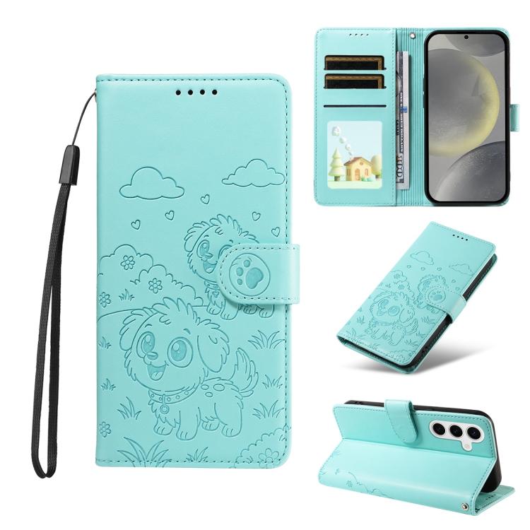 Embossed Heart Dog RFID Blocking Wallet Leather Phone Case