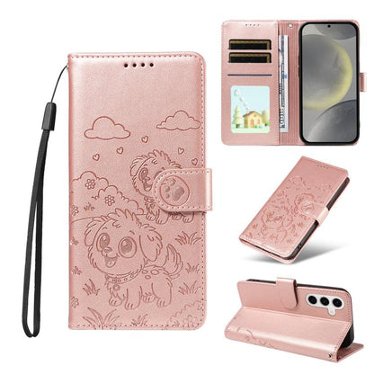 Embossed Heart Dog RFID Blocking Wallet Leather Phone Case