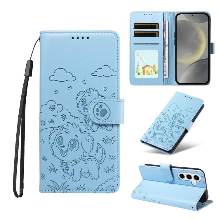 Embossed Heart Dog RFID Blocking Wallet Leather Phone Case