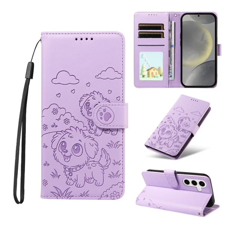 Embossed Heart Dog RFID Blocking Wallet Leather Phone Case
