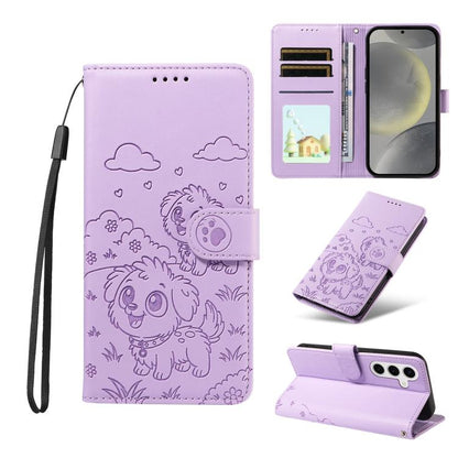Embossed Heart Dog RFID Blocking Wallet Leather Phone Case