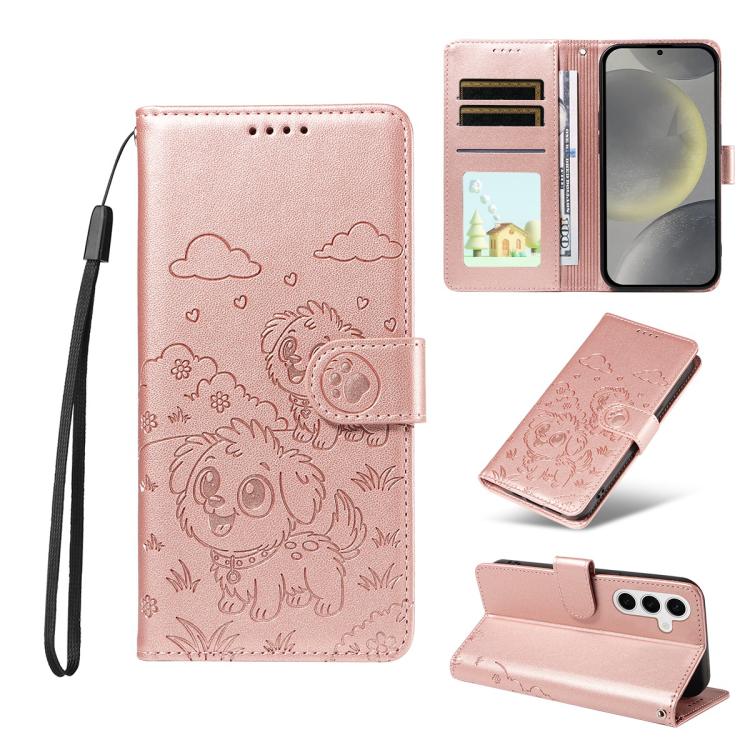 Embossed Heart Dog RFID Blocking Wallet Leather Phone Case