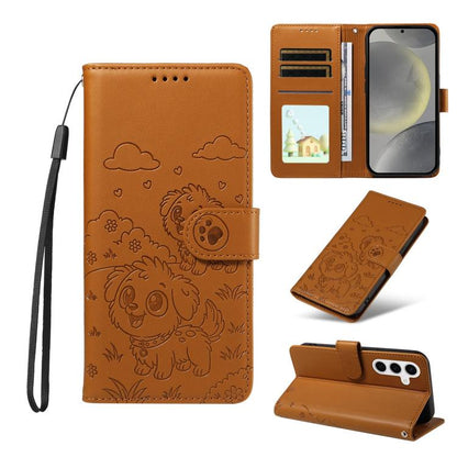 Embossed Heart Dog RFID Blocking Wallet Leather Phone Case