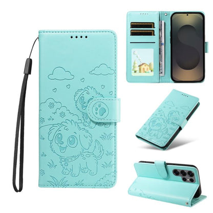 Embossed Heart Dog RFID Blocking Wallet Leather Phone Case