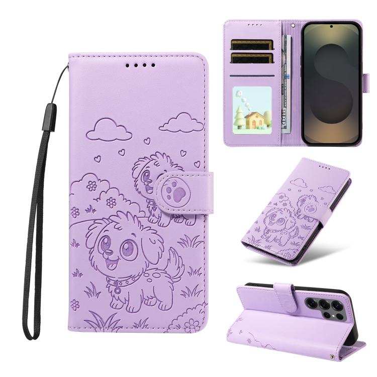 Embossed Heart Dog RFID Blocking Wallet Leather Phone Case