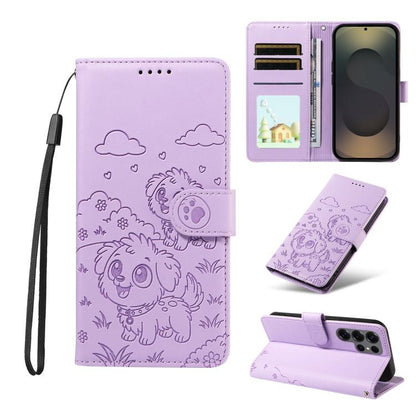 Embossed Heart Dog RFID Blocking Wallet Leather Phone Case
