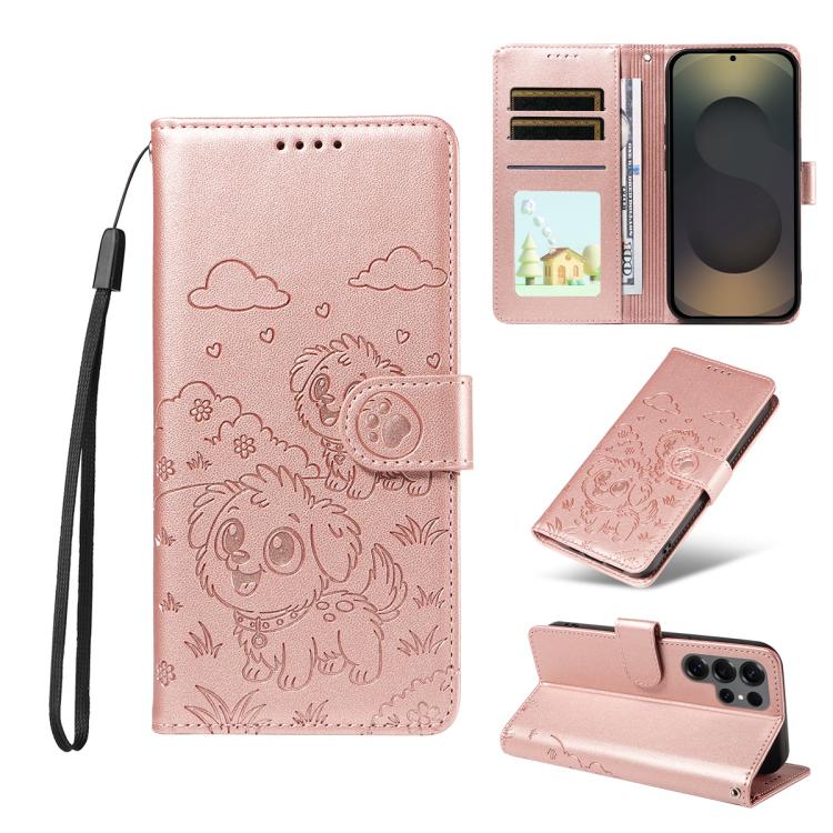 Embossed Heart Dog RFID Blocking Wallet Leather Phone Case