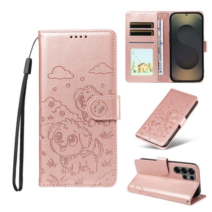 Embossed Heart Dog RFID Blocking Wallet Leather Phone Case
