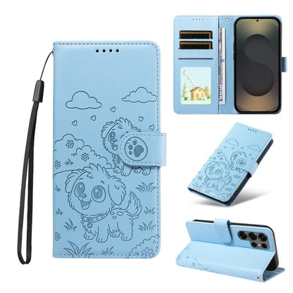 Embossed Heart Dog RFID Blocking Wallet Leather Phone Case