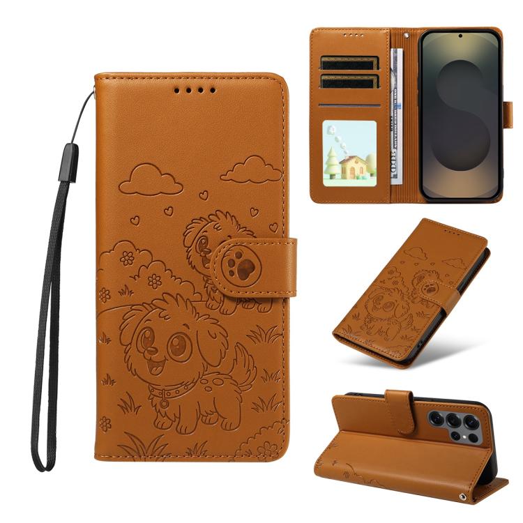 Embossed Heart Dog RFID Blocking Wallet Leather Phone Case