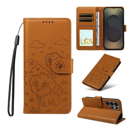 Embossed Heart Dog RFID Blocking Wallet Leather Phone Case
