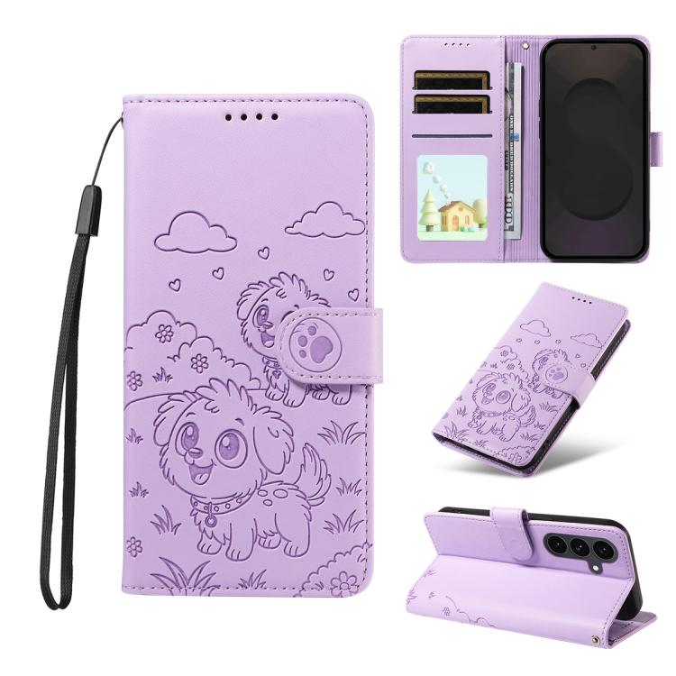 Embossed Heart Dog RFID Blocking Wallet Leather Phone Case