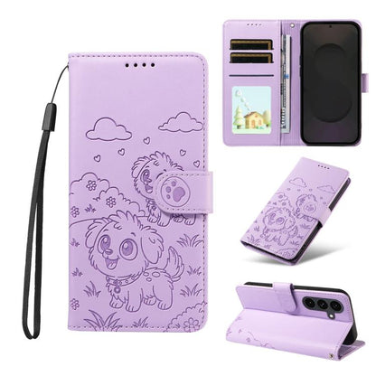 Embossed Heart Dog RFID Blocking Wallet Leather Phone Case