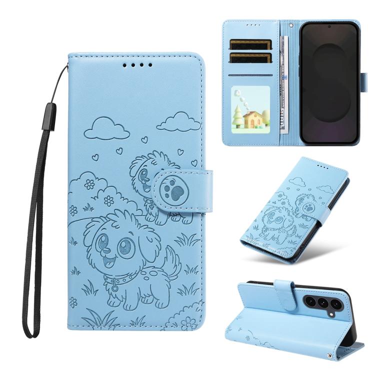Embossed Heart Dog RFID Blocking Wallet Leather Phone Case