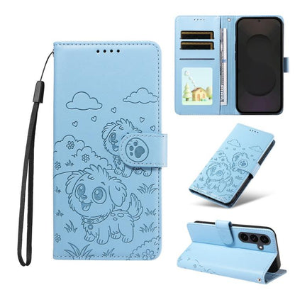 Embossed Heart Dog RFID Blocking Wallet Leather Phone Case