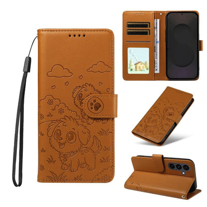 Embossed Heart Dog RFID Blocking Wallet Leather Phone Case