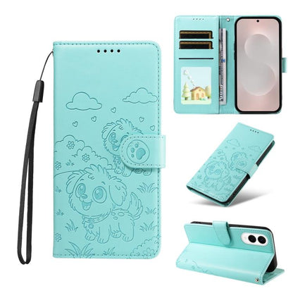 Embossed Heart Dog RFID Blocking Wallet Leather Phone Case