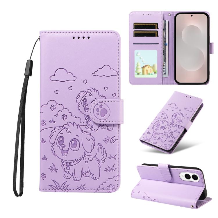 Embossed Heart Dog RFID Blocking Wallet Leather Phone Case