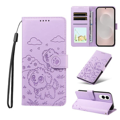 Embossed Heart Dog RFID Blocking Wallet Leather Phone Case