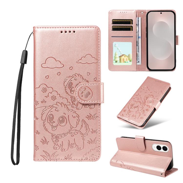 Embossed Heart Dog RFID Blocking Wallet Leather Phone Case